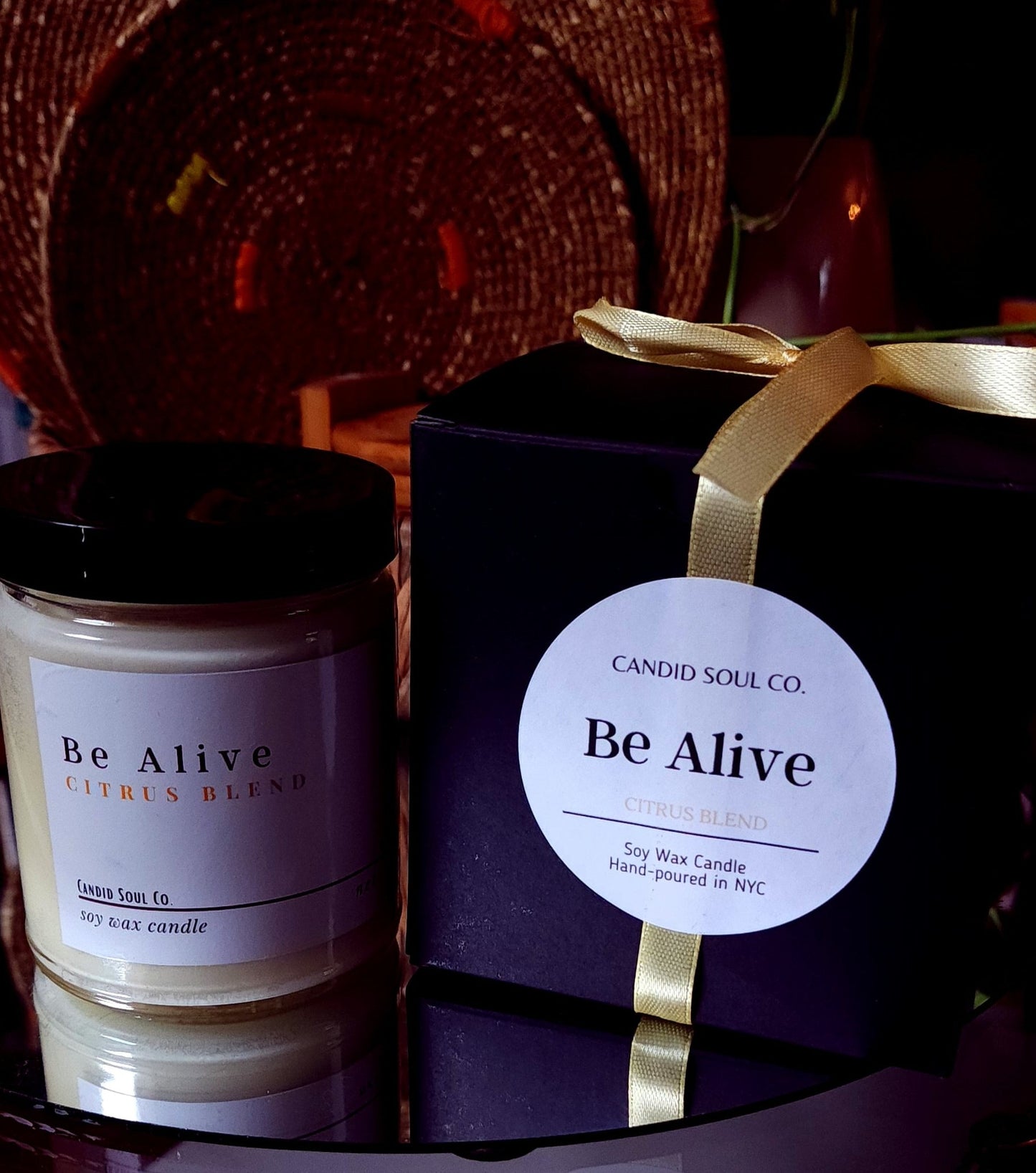 Citrus Scented Soy Wax Affirmation Candle with gift box